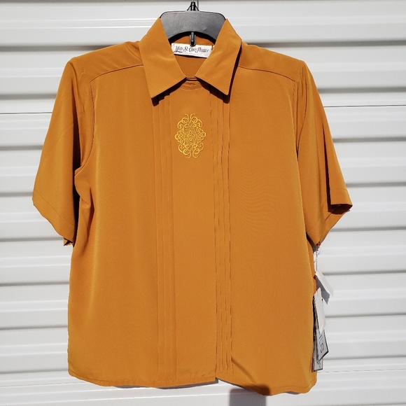 Vintage Tops - NWT Yves St Clair Petites mustard yellow blouse